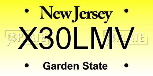 X30LMV New Jersey License Plate