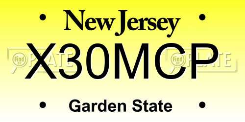 X30MCP New Jersey License Plate