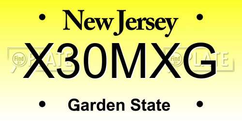X30MXG New Jersey License Plate