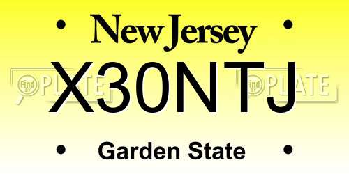 X30NTJ New Jersey License Plate