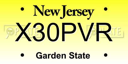 X30PVR New Jersey License Plate