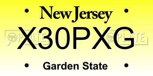 X30PXG New Jersey License Plate