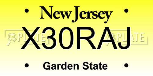 X30RAJ New Jersey License Plate