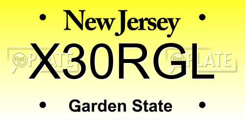 X30RGL New Jersey License Plate
