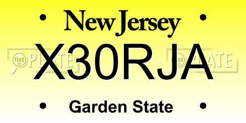 X30RJA New Jersey License Plate