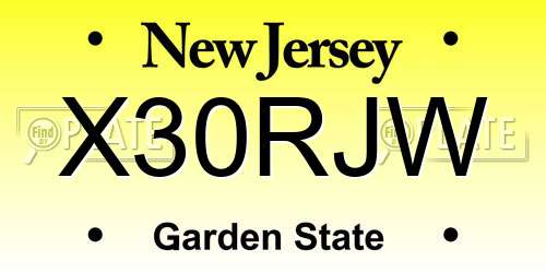 X30RJW New Jersey License Plate