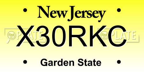 X30RKC New Jersey License Plate