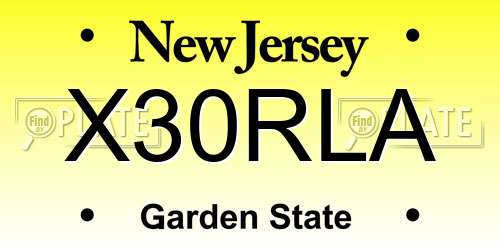 X30RLA New Jersey License Plate