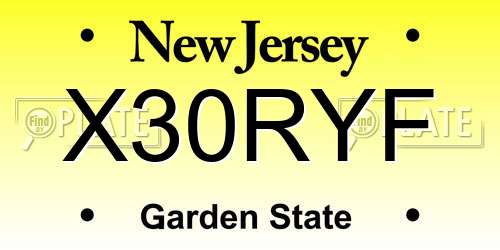 X30RYF New Jersey License Plate