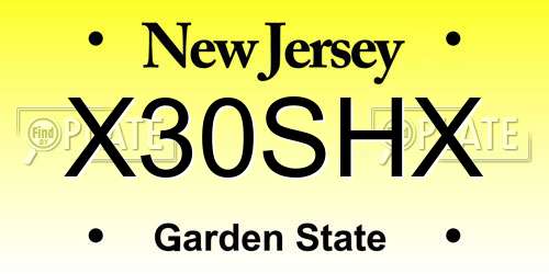 X30SHX New Jersey License Plate