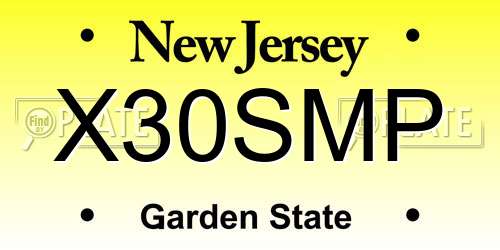 X30SMP New Jersey License Plate