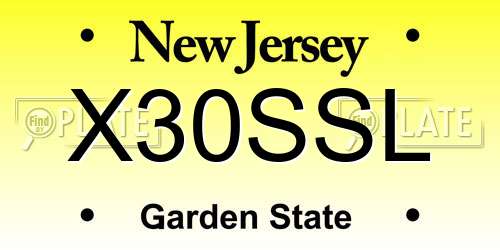 X30SSL New Jersey License Plate
