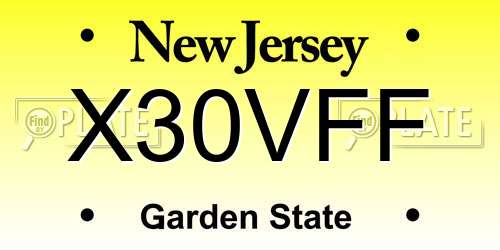 X30VFF New Jersey License Plate
