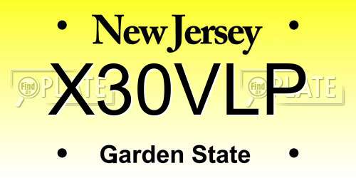 X30VLP New Jersey License Plate