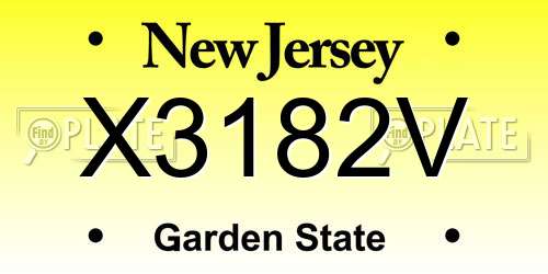 X3182V New Jersey License Plate