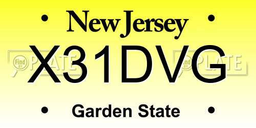 X31DVG New Jersey License Plate