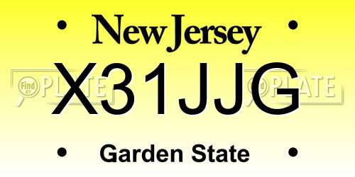 X31JJG New Jersey License Plate