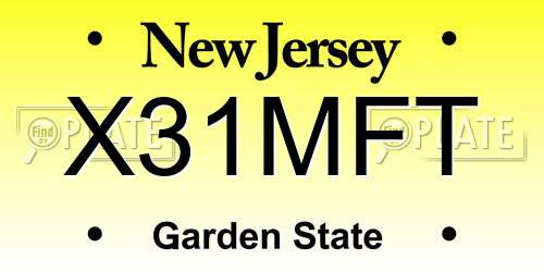 X31MFT New Jersey License Plate