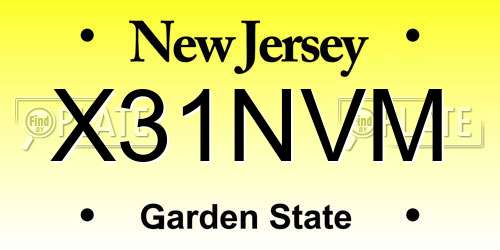 X31NVM New Jersey License Plate