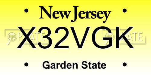 X32VGK New Jersey License Plate