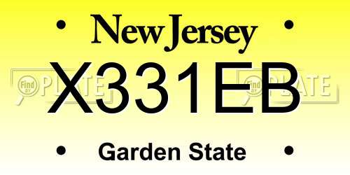 X331EB New Jersey License Plate