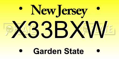 X33BXW New Jersey License Plate