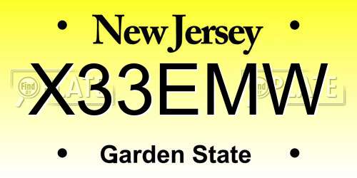 X33EMW New Jersey License Plate