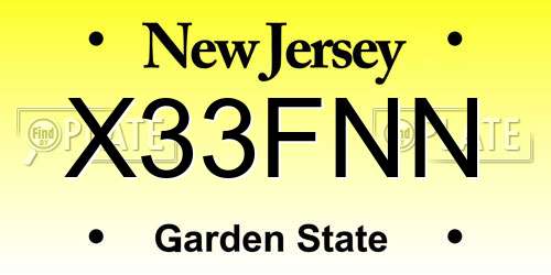 X33FNN New Jersey License Plate