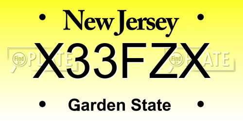 X33FZX New Jersey License Plate