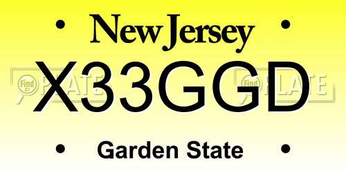 X33GGD New Jersey License Plate