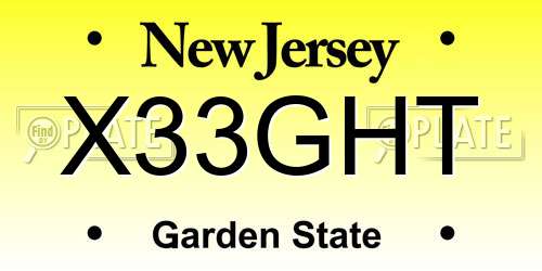 X33GHT New Jersey License Plate