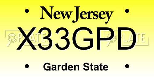 X33GPD New Jersey License Plate