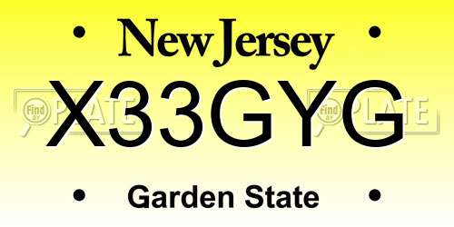 X33GYG New Jersey License Plate