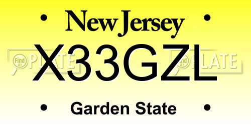 X33GZL New Jersey License Plate