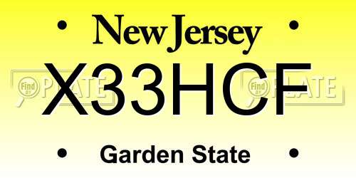 X33HCF New Jersey License Plate