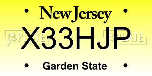 X33HJP New Jersey License Plate