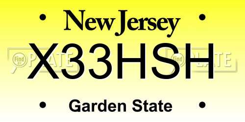 X33HSH New Jersey License Plate