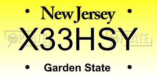 X33HSY New Jersey License Plate