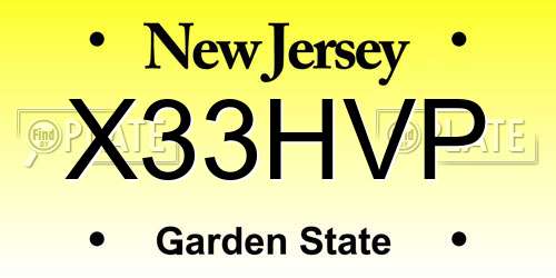X33HVP New Jersey License Plate