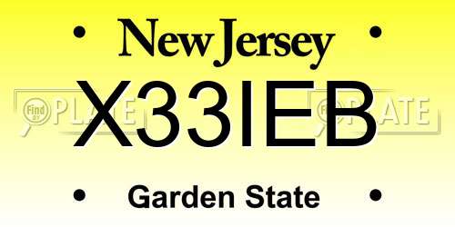 X33IEB New Jersey License Plate