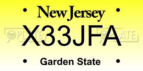 X33JFA New Jersey License Plate