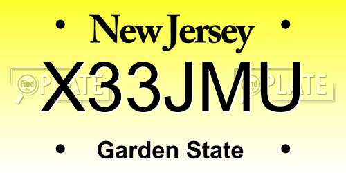 X33JMU New Jersey License Plate