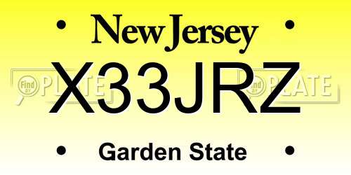 X33JRZ New Jersey License Plate