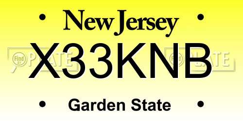 X33KNB New Jersey License Plate
