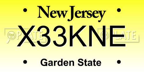 X33KNE New Jersey License Plate