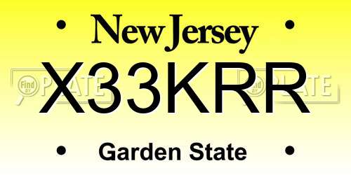 X33KRR New Jersey License Plate