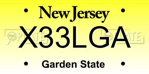 X33LGA New Jersey License Plate