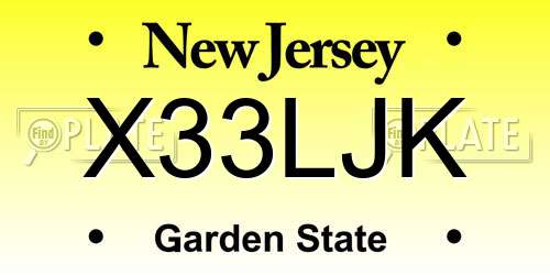 X33LJK New Jersey License Plate