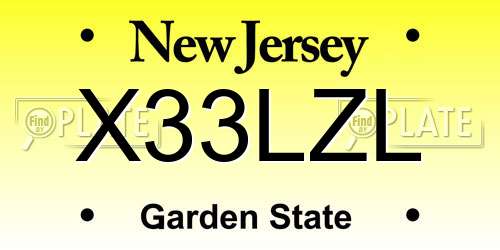 X33LZL New Jersey License Plate