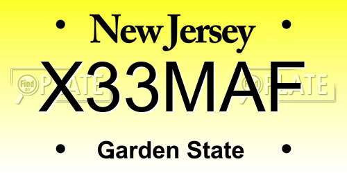 X33MAF New Jersey License Plate
